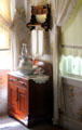 Pitcher, basin & washstand in LBJ birthplace house at Lyndon B. Johnson NHP. Stonewall, TX.