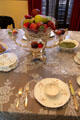Dining room centerpiece & Havilland china at East Terrace House. Waco, TX.