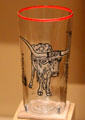 Texas Centennial Exposition souvenir juice glass at Bullock Texas State History Museum. Austin, TX.