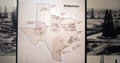 Map of Texas oil boomtowns at Bullock Texas State History Museum. Austin, TX.