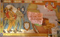 Detail of Gen. Austin & 1830s map of western North America on mural by James Buchanan Winn Jr. at Gonzales Historical Memorial. Gonzales, TX.