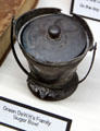 Mexican Texas empresario Green DeWitt's family metal sugar bowl at Gonzales Historical Memorial. Gonzales, TX.