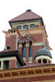 Clock tower of Gonzales County Courthouse. Gonzales, TX.