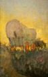 Covered Wagon painting by Minerva Teichert at BYU Museum of Art. Provo, UT.