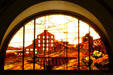 Mining mill stained glass window at Union Pacific Railroad depot. Salt Lake City, UT.