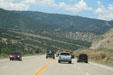 Illegal passing though mountains on Highway US6 / US191 Northwest of Green River, Utah. UT.