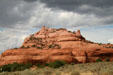 Rock formation above trees along Highway US191 south of Moab. UT.
