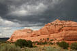 Rock formation above trees along Highway US191 south of Moab. UT.