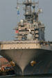 Bow of USS Boxer Wasp-class amphibious assault ship at Naval Station Norfolk. Norfolk, VA