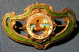 Jamestown Exposition souvenir brooch with Pocahontas at Hampton Roads Naval Museum. Norfolk, VA.