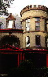 Burroughs House, red porch & turrets. Lynchburg, VA.