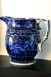 Blue flow pitcher in family breakfast area at Woodrow Wilson Birthplace. Staunton, VA.