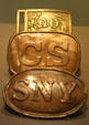 Collection of Civil War buckles at Manassas NHS museum. Manassas, VA.