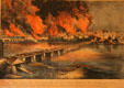 The Fall of Richmond on April 2, 1865 after defeat at Battle of Five Forks graphic by Currier & Ives at Museum of Virginia History. Richmond, VA.