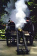 Cannon firing at Open Air Museum of Yorktown Victory Center. Yorktown, VA