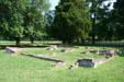 Foundations of row house at Jamestown Colonial National Park. Jamestown, VA.