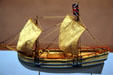Model of Discovery 20- ton sailing pinnace captained by John Ratcliffe which carried 21 settlers in Jamestown National Park Museum. Jamestown, VA.