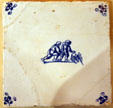 Delftware tile found in New Towne Jamestown in Jamestown National Park Museum. Jamestown, VA.