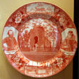 Captain John Smith & Pocahontas on commemorative plate in Jamestown National Park Museum. Jamestown, VA.