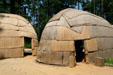 Native American bark house in Powhatan Village at Jamestown Settlement. Jamestown, VA