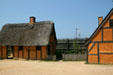 Houses in Fort James at Jamestown Settlement. Jamestown, VA.