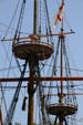 Masts of Susan Constant replica at Jamestown Settlement. Jamestown, VA.