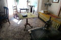 Sitting room & table where Coolidge took his Oath of Office in Coolidge Homestead at President Calvin Coolidge State Historic Park. Plymouth Notch, VT.
