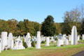 Granite tombstones in Barre cemetery, noted for carvings by local granite cutters. Barre, VT.