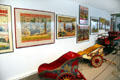 Circus posters & chariots in circus building at Shelburne Museum. Shelburne, VT.