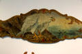 Carousel painted panel of white hawk in circus building at Shelburne Museum. Shelburne, VT.
