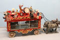 Clown band atop hippo wagon circus parade figure in circus building at Shelburne Museum. Shelburne, VT.