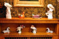 Ceramic birds & nature in parlor at Marsh-Billings-Rockefeller Mansion. Woodstock, VT.