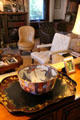 Porcelain bowl & tray in library at Marsh-Billings-Rockefeller Mansion. Woodstock, VT.