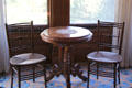 Round table & chairs with rush seats at Marsh-Billings-Rockefeller Mansion. Woodstock, VT.