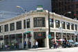 Corner cafe at 2nd & Stewart near Pike Market district. Seattle, WA.