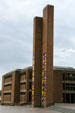 Central Plaza at University of Washington with Odegaard Undergraduate Library, & Campanile. Seattle, WA.