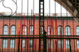 Glass spear by Dale Chihuly in arched window of Tacoma Union Station. Tacoma, WA.
