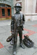 Sculpture of arriving settler at Tacoma Union Station. Tacoma, WA.