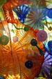 Blown glass forms by Dale Chihuly in ceiling of Seaform Pavilion bridge. Tacoma, WA.