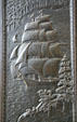 Panel of sailing ship on bronze doors of Washington State Capitol. Olympia, WA.