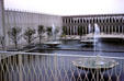 Courtyard with fountains in Federal Science Pavilion at Century 21 Exposition. Seattle, WA.