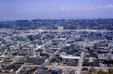 1962-view of Seattle including Interstate 5 under construction east from Space Needle of Century 21 Exposition. Seattle, WA.