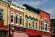 Victorian Oak Street buildings on main square of Baraboo. Baraboo, WI