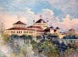 Print of Fisheries Building from Wooded Island at World's Columbian Exposition by Poole Bros. at Columbus Museum. Columbus, WI.