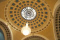Domed ceiling & Czechoslovakian crystal chandelier in Senate Chamber of West Virginia State Capitol. Charleston, WV.