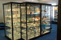 Display of Fostoria Glass Co. pieces at Fostoria Glass Museum. Moundsville, WV.