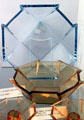 Octagon bowls in azure & amber at Fostoria Glass Museum. Moundsville, WV.