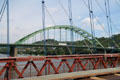 Interstate 70 bridge over Ohio River seen from Wheeling Suspension Bridge. Wheeling, WV.