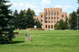 Arts and Sciences Building of University of Wyoming seen across Prexy's Pasture. Laramie, WY.