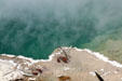 Mineral deposits on pool in Norris Geyser Basin at Yellowstone National Park. WY.